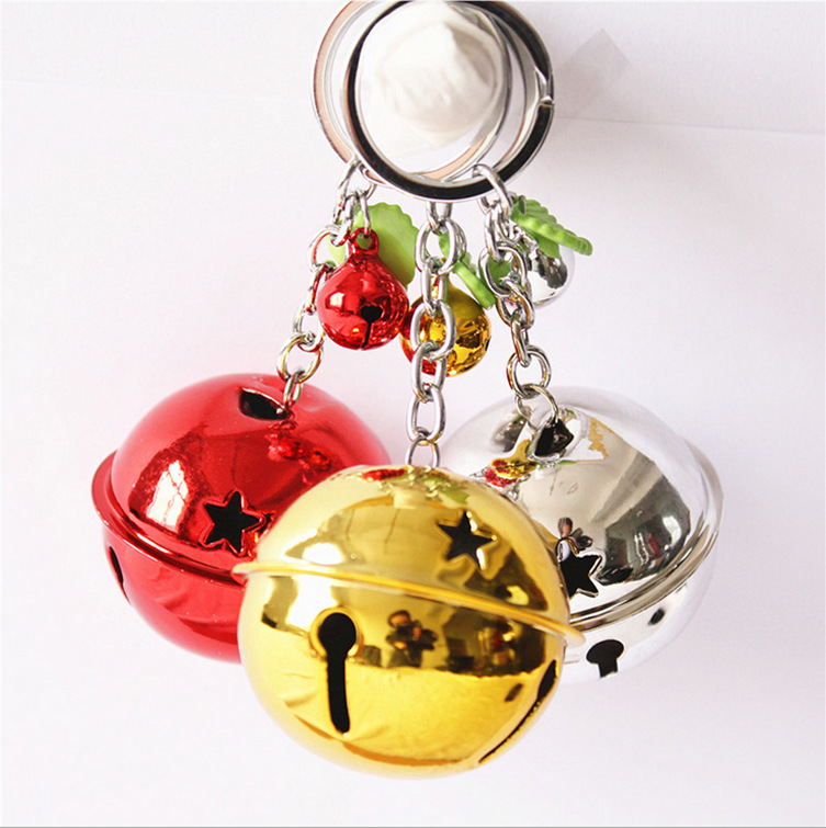 Color Bells  Colorful Ball Wholesale Festival Festive Ring Key Chain Large Christmas Mobile Phone Key Pendants Ball