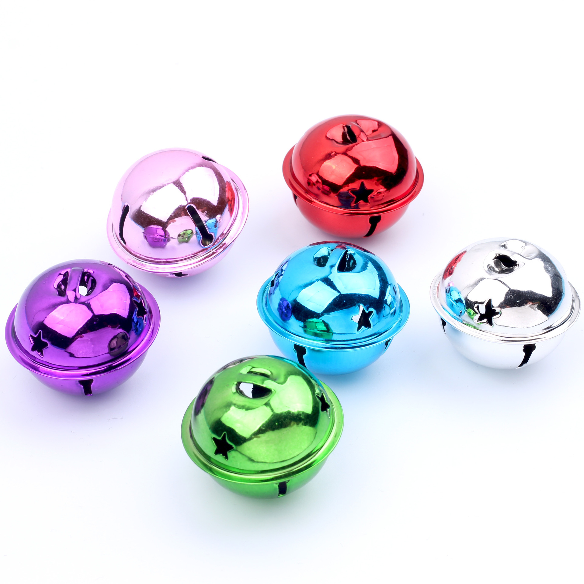 Colorful Vacuum Five-Star Bell Christmas Decoration Pet Bell Keychain Hanging Bell Accessory Rope Wholesale Color Bells
