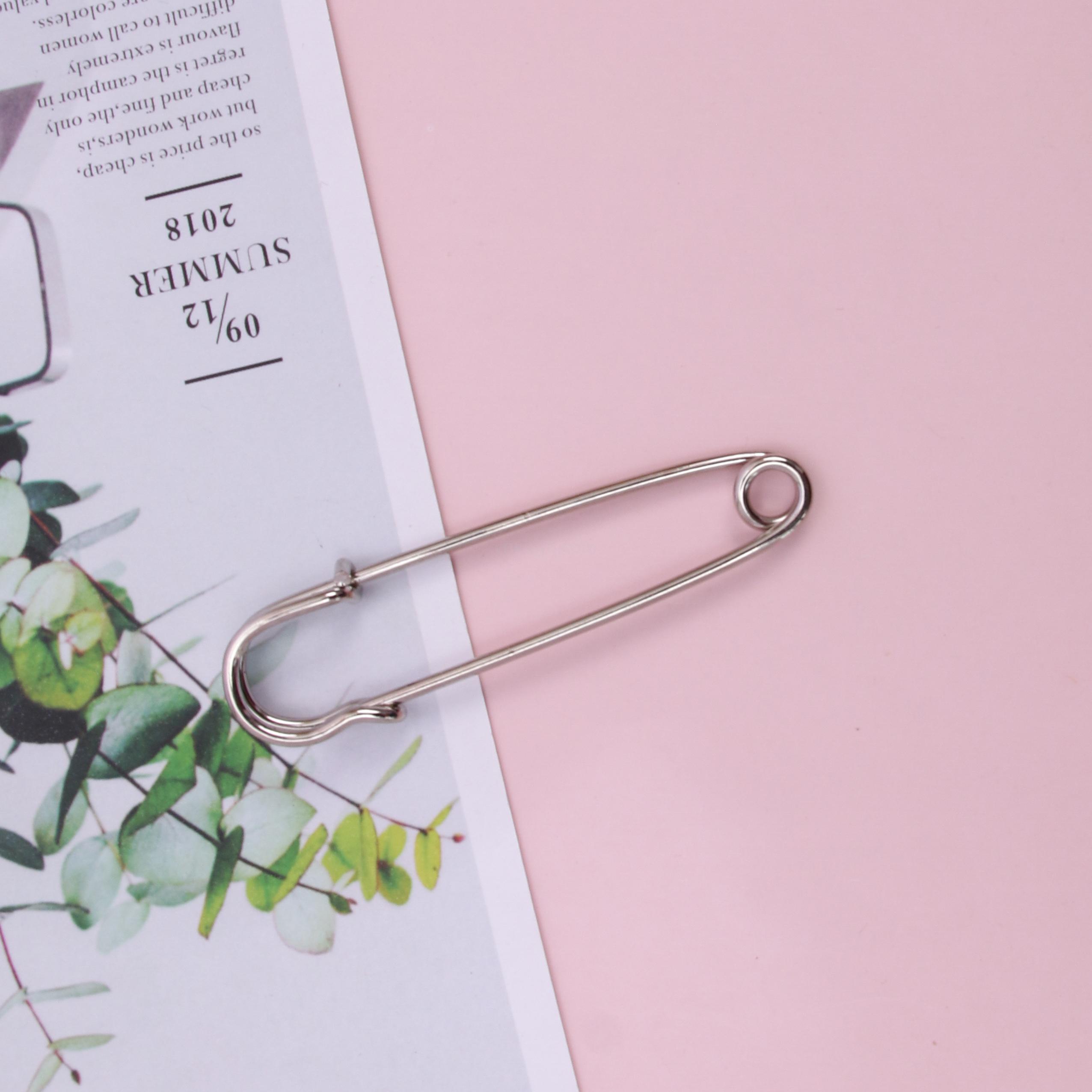 Factory Direct Sales Large Pin Safety Pin Insurance Carpet Pin Metal Anti-Rust Bright Nickel Color Paper Clip Wholesale