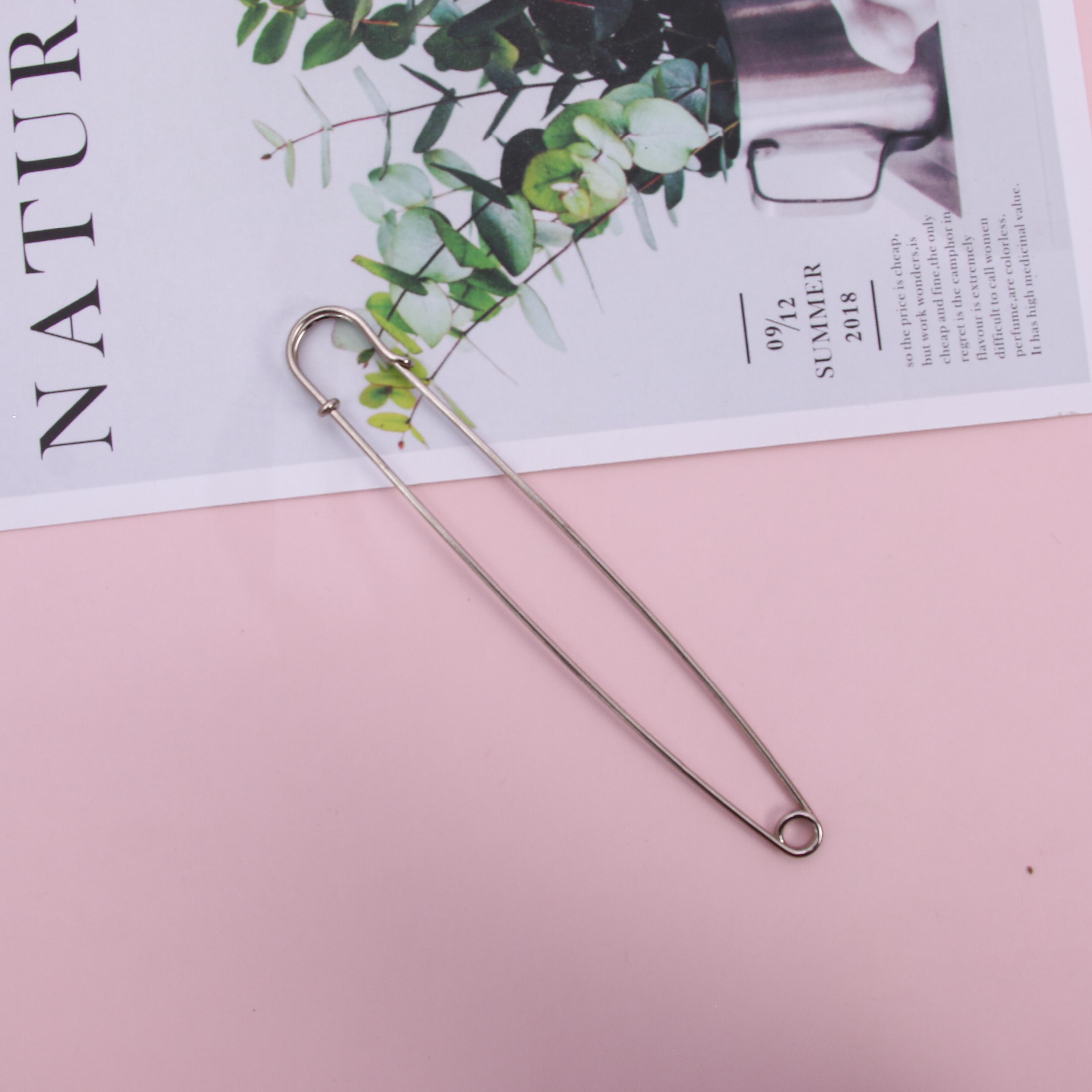 Factory Direct Sales Large Pin Safety Pin Insurance Carpet Pin Metal Anti-Rust Bright Nickel Color Paper Clip Wholesale