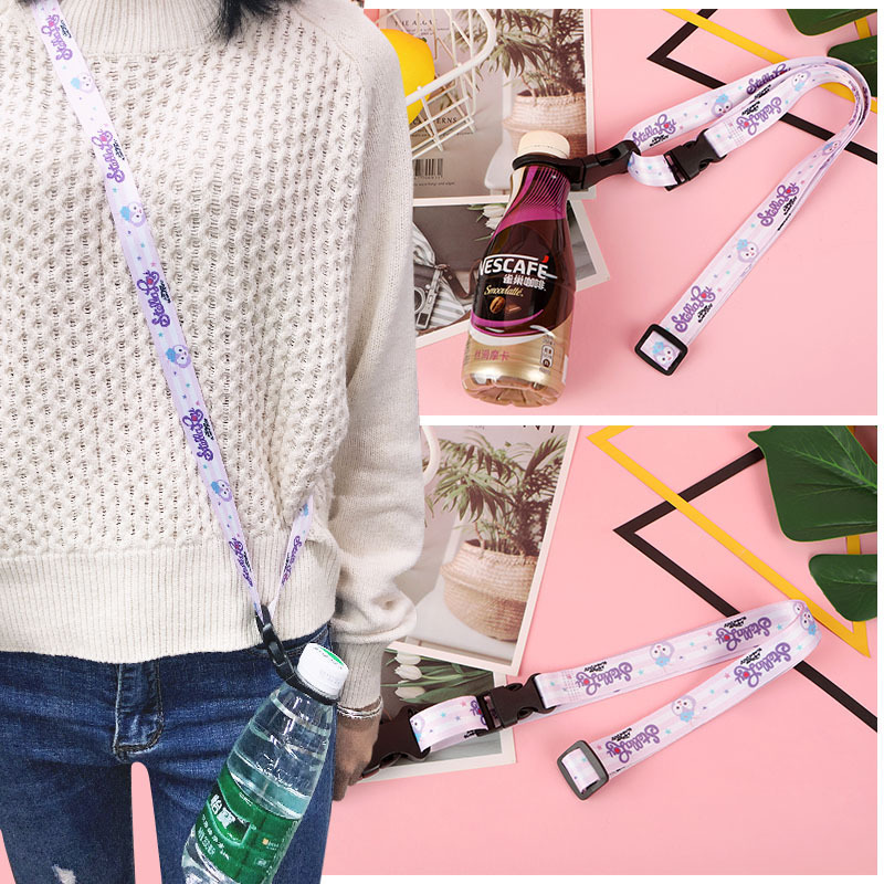 Beverage Bottle Strap Mineral Water Water Bottle Buckle Lanyard Water Bottle Belt Kettle Rope Heat Transfer Printing Lanyard Sesame Street Beverage Bottle