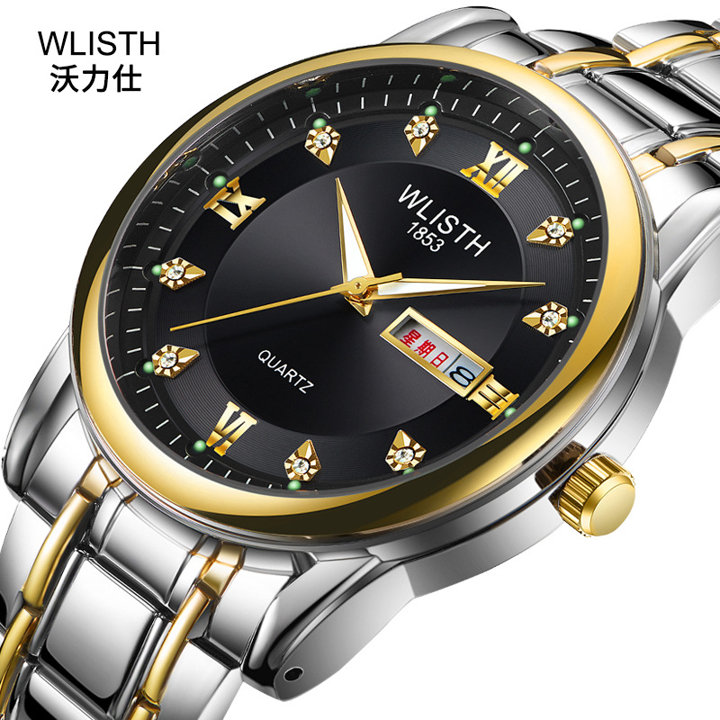 Men&#039;s Watch Waterproof Men&#039;s Watch Steel Belt Double Calendar Quartz Watch Vintage Watch NonAnalog Watch Whole