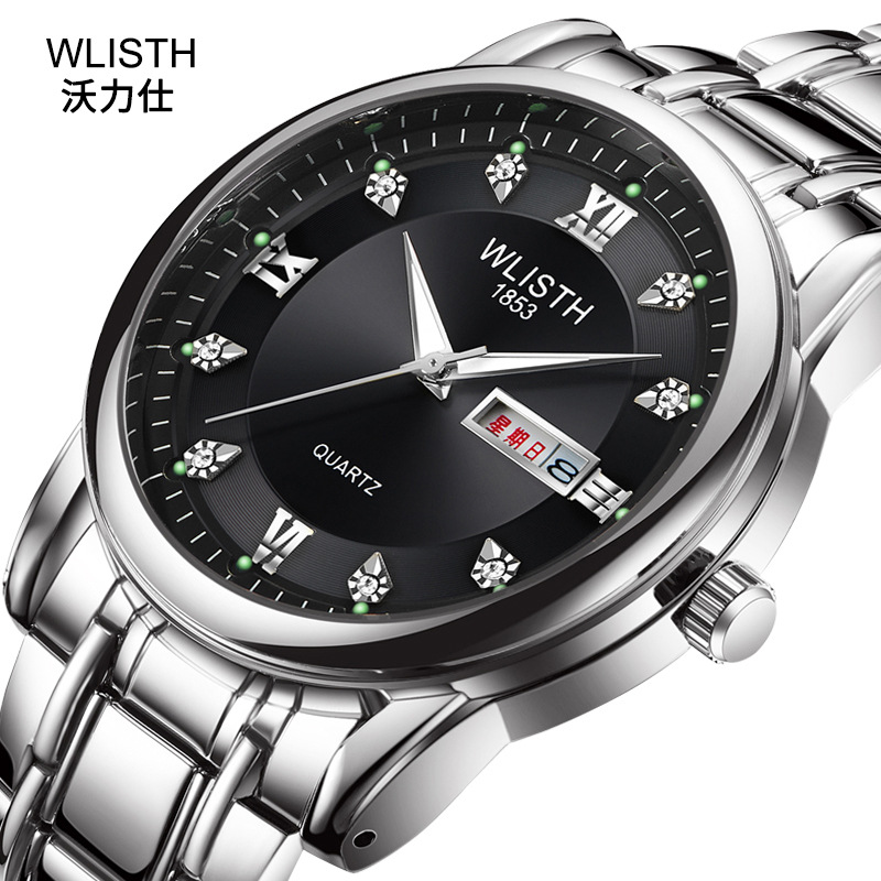 Men&#039;s Watch Waterproof Men&#039;s Watch Steel Belt Double Calendar Quartz Watch Vintage Watch NonAnalog Watch Whole