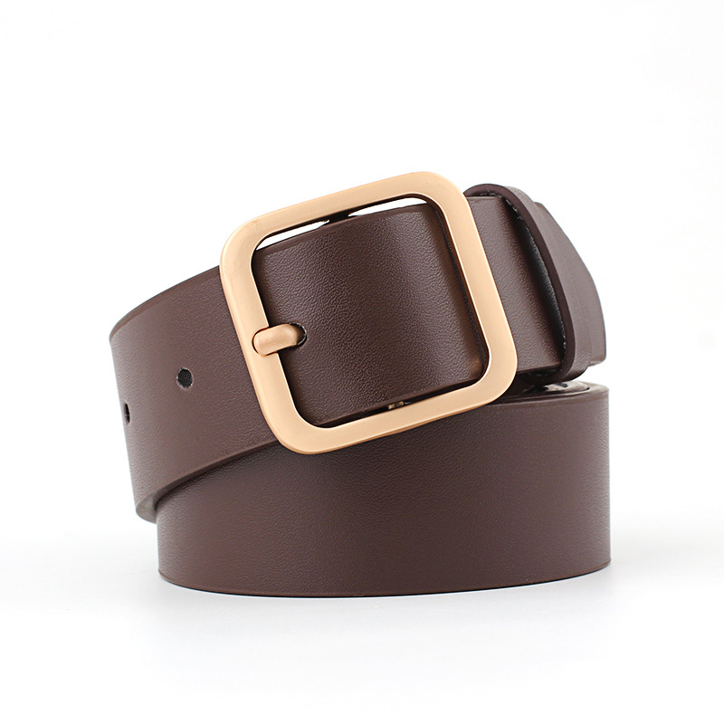 Women Leather Belt Square Buckle Korean Student Fashion Korean Version Fashion Allmatch Decorative Belt Waistband Spot