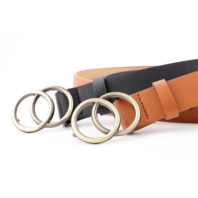 2019 New CrossBorder round Buckle Waistband Women&#039;s Casual Leather Belt Women&#039;s Jeans Belt Fashion Dress Belt