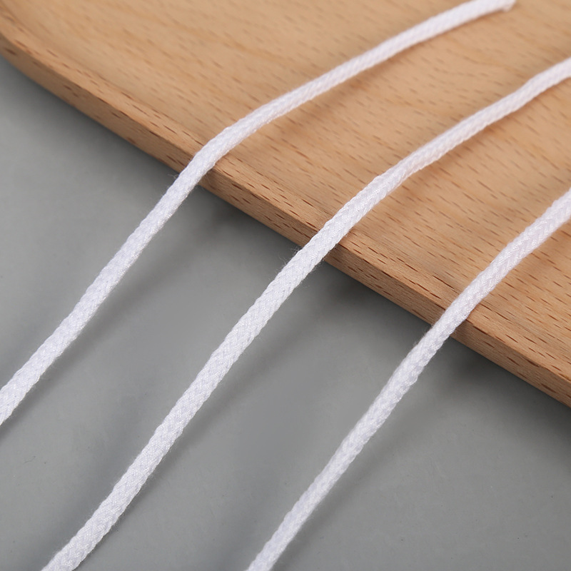 4mm Wide 16-Strand Hollow Super White Polyester Cotton Rope Binding Clothing Accessories Rope Woven Belt Rope Small Pend
