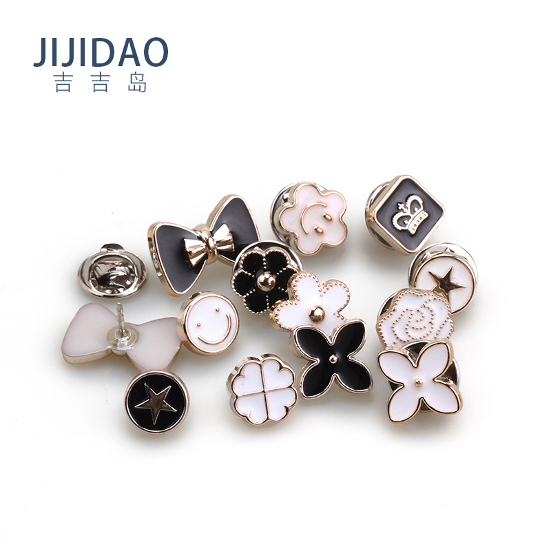 Nail-Free Anti-Exposure Button Sewing Free Metal Accessories Button Brooch Flower Shaped Button Pearl Rhinestone Pin Bow Buckle