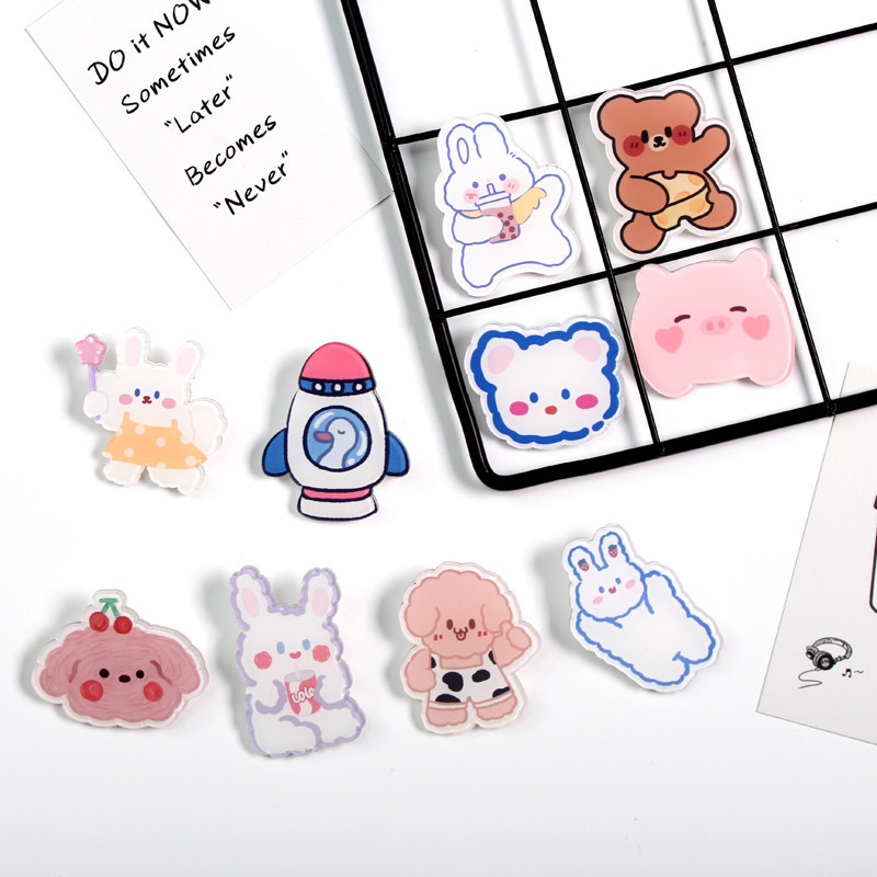 Cute Acrylic Brooch Ins Cartoon Rabbit Badge Bag Decoration Clothing Widget Small Jewelry Patch