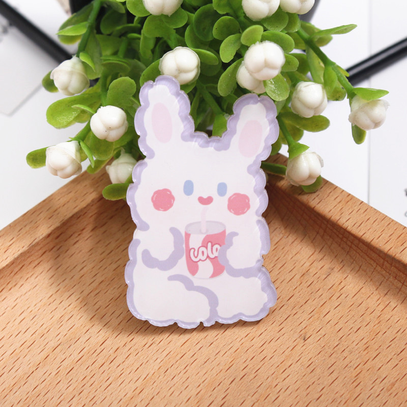 Cute Acrylic Brooch Ins Cartoon Rabbit Badge Bag Decoration Clothing Widget Small Jewelry Patch