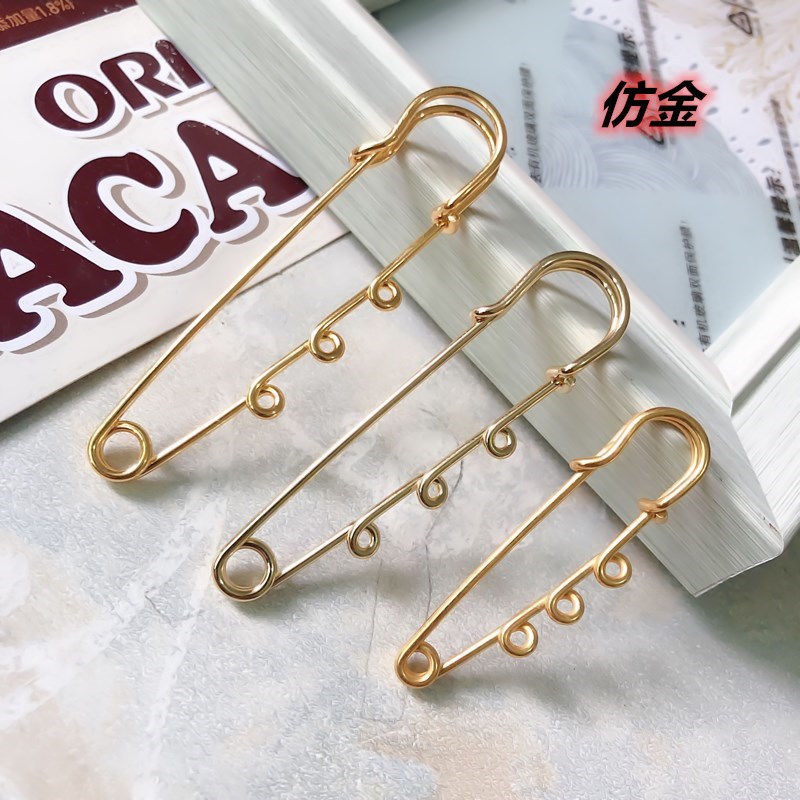 Korean Style High Quality Brooch Ring Big Pin Color Retention Electroplating Safety Safety Pin Wholesale Safety Pin