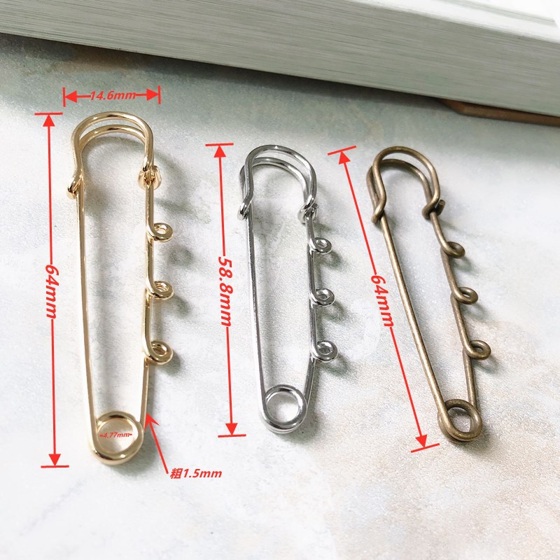 Korean Style High Quality Brooch Ring Big Pin Color Retention Electroplating Safety Safety Pin Wholesale Safety Pin