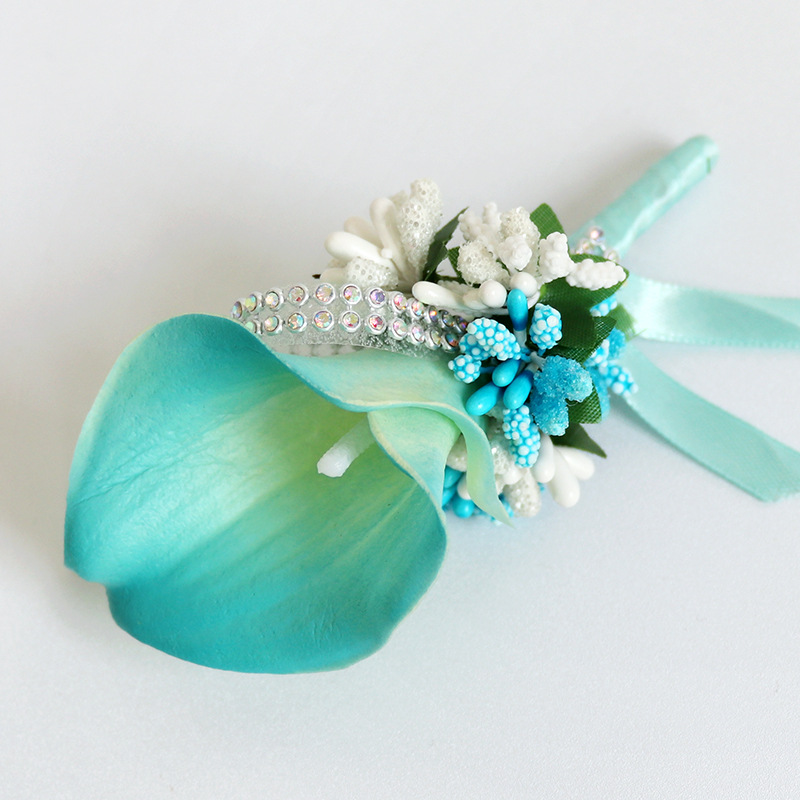 Wedding Corsage European Style Bridegroom Bride Boutonniere Pu Calla Lily Handmade Brooch Dance Party Simulation Bouquet