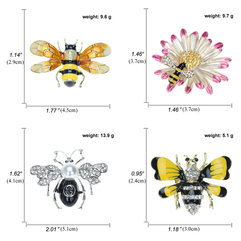 Daisy High-Grade Silk Scarves Buckle Diamond-Embedded Golden Bee Flower Brooch Pin Clothing and Clothing Brooch