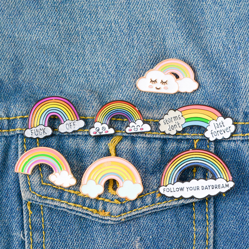 European and American New Creative Rainbow Bridge Rainbow Set Drop Oil Brooch Metal Pin Denim Bag Ornament