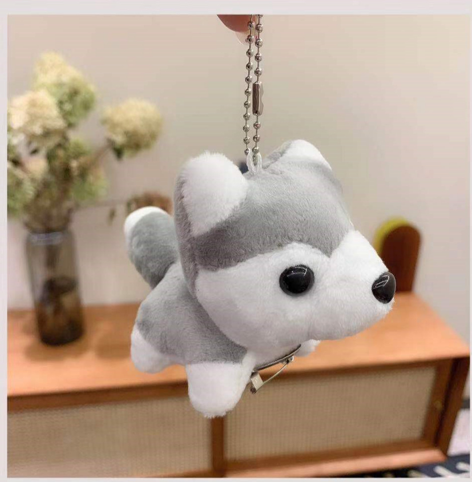 Husky Cartoon Plush Doll Cute Small Animal Rap Doll of the Same Style Key Pendants Schoolbag Pendant Brooch