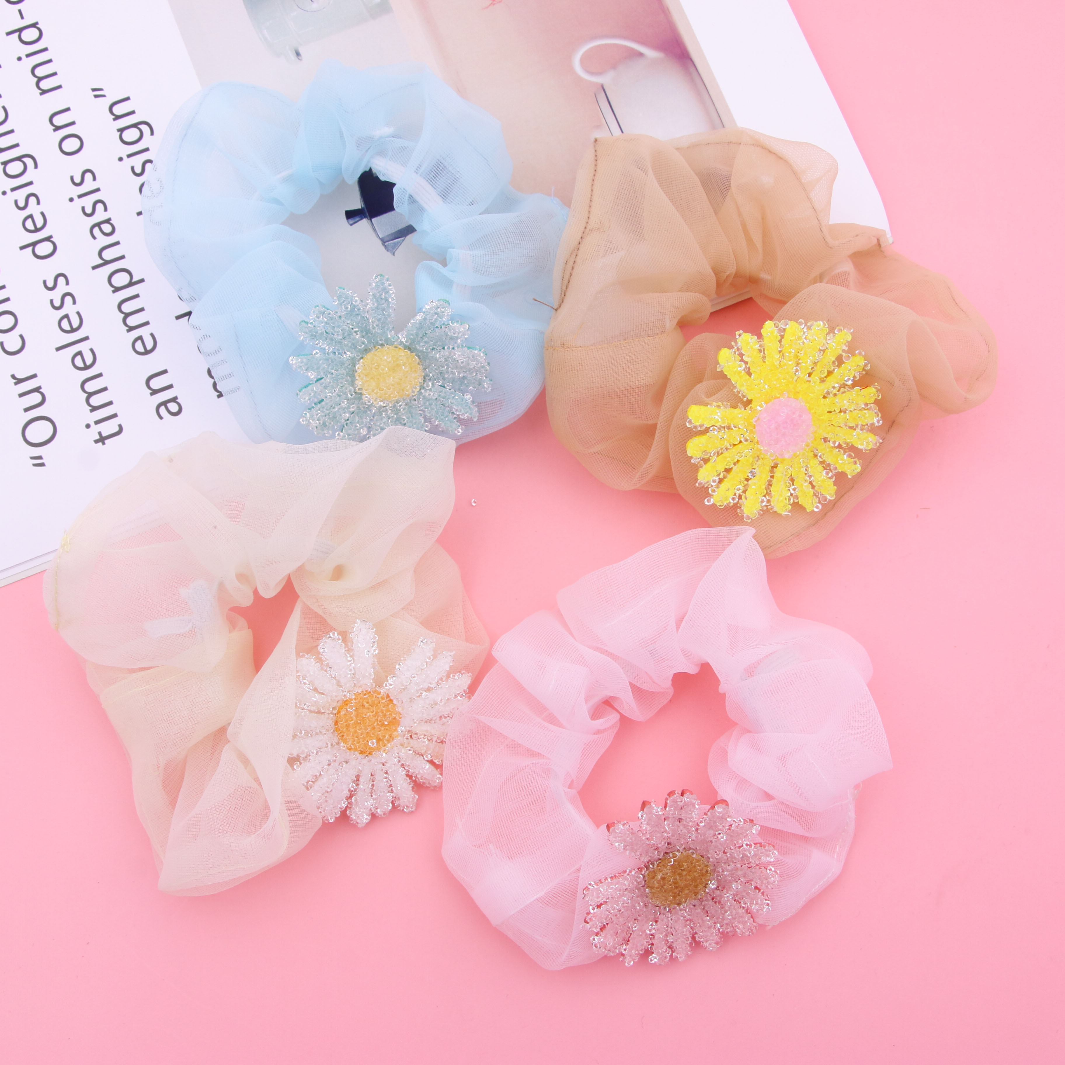 Gauze small Daisy large intestine dovetail ring web celebrity ins fat intestine girl hair rope female Chesapeake simple and lovely head rope hair accessories