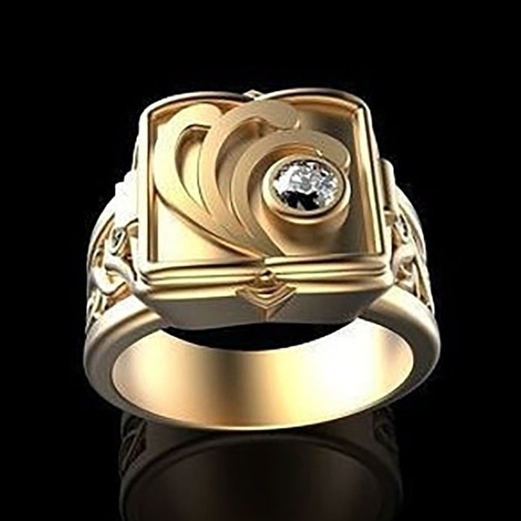 Cao Shi Wish Cross-Border New Arrival Fashion Men&#039;s Copper Ring Hip Hop Punk Europe and America Creative Box Flip Ring