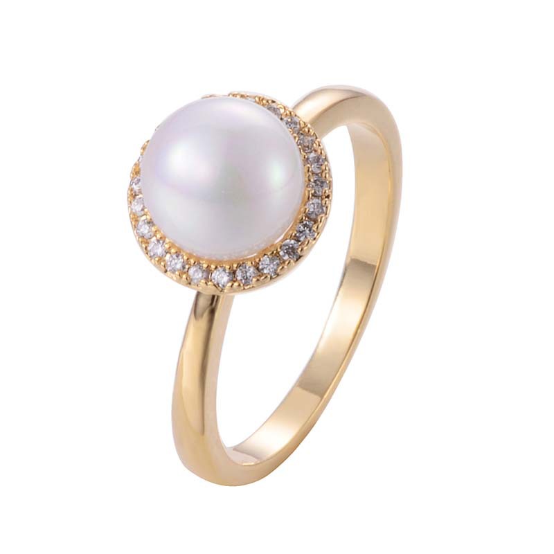 The New Pearl Inlaid Zirconium Copper Ring Wish Hot South Korea Women&#039;s Boutique Ornament