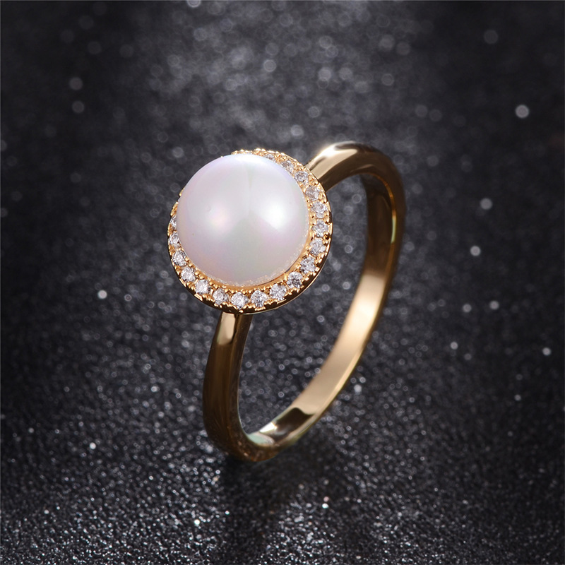 The New Pearl Inlaid Zirconium Copper Ring Wish Hot South Korea Women&#039;s Boutique Ornament