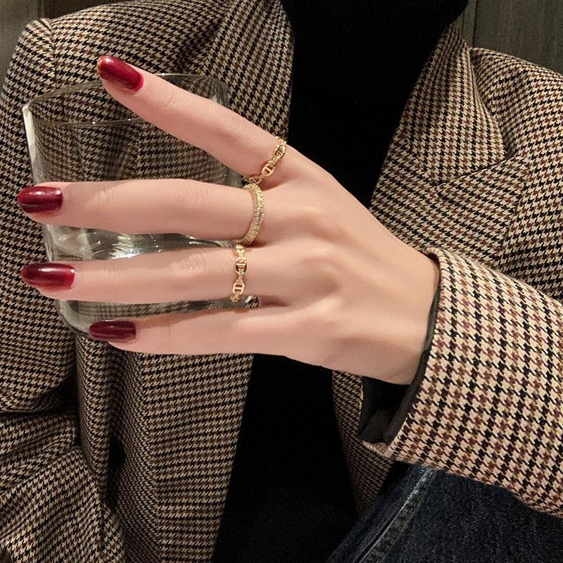 Designer Model Full Diamond Exquisite Ring Korean Temperament Index Finger Ring Net Red Tide Ring Female Cold Style All-Match Jewelry