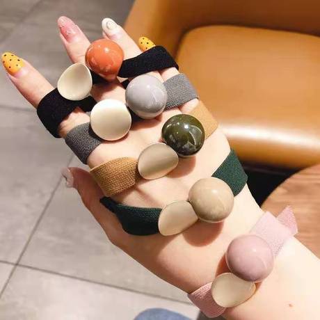 Web celebrity hair string butterfly Knot Hair Rubber Band Ladies Fashion hair circle smiling face ball string bow ring