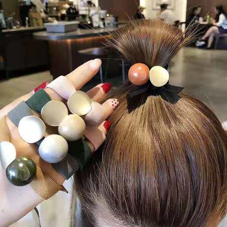 Web celebrity hair string butterfly Knot Hair Rubber Band Ladies Fashion hair circle smiling face ball string bow ring