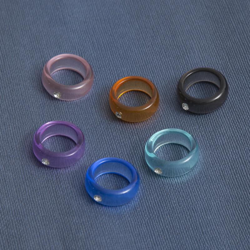 Transparent Acrylic-Based Resin Ring Diamond Amazon Cross-Border Hot Selling Candy Color Macaron Ring Shank Ins European and American