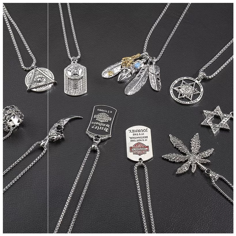 All-Matching Disco Personality Sweater Men&#039;s Necklace Hiphop Hanging Pendant Ins Hip-Hop Street Titanium Steel Accessories Female Fashion