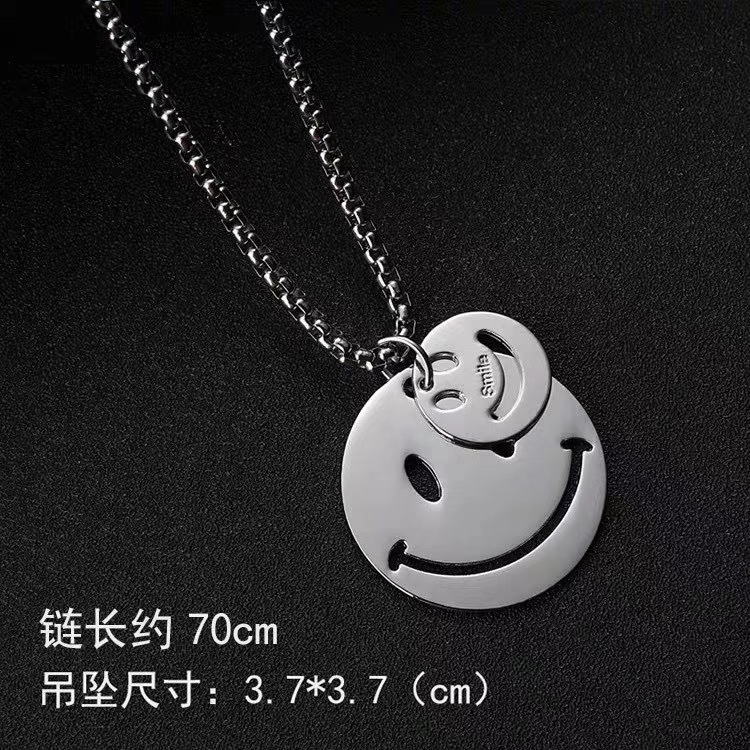All-Matching Disco Personality Sweater Men&#039;s Necklace Hiphop Hanging Pendant Ins Hip-Hop Street Titanium Steel Accessories Female Fashion