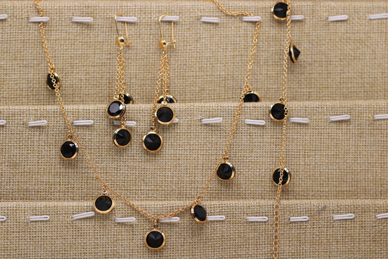 Ruilingkai Factory Direct Sales Wholesale Copper-Plated Gold Earring Bracelet Necklace European and American Middle East Hot Sale Micro Inlaid Zircon Suit