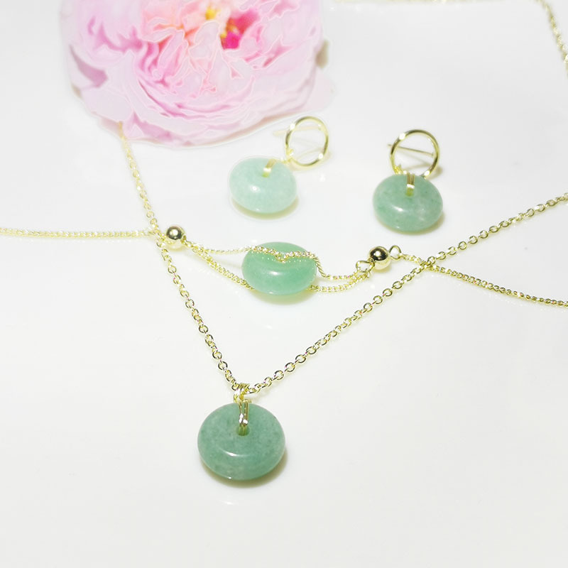 20 New natural stone jewelry set Necklace Necklace Bracelet Senior Web celebrity Hot style silver needle East Gate women