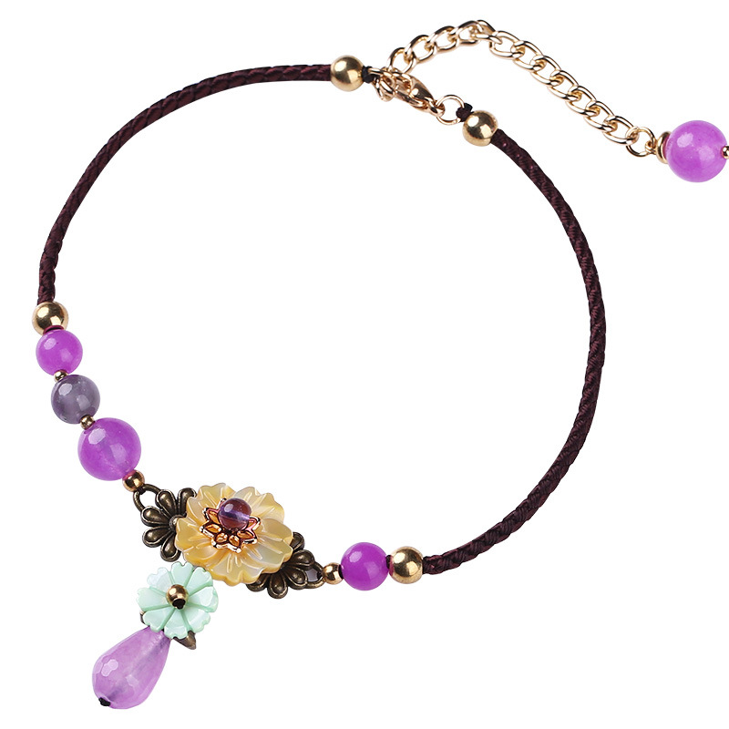 Amethyst Anklet Female Sexy Minimalist Korean Style Bells of Ireland Mori Style Girlfriends Retro 2018 New Student Foot Accessories