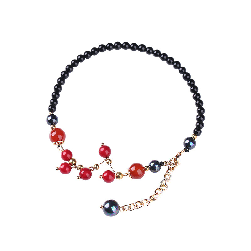 Red Agate Ankle Chain Retro Original Korean Style Sexy Minimalist All-Match Summer Cool Anklet Female Anklet Fashion