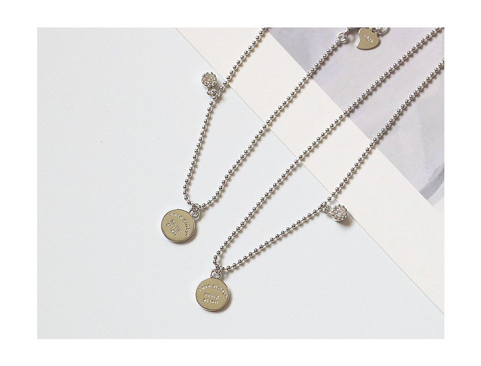 Korean Style S925 Sterling Silver Bracelet Personality Handmade English round Tag Tag Zircon round Bead Silver Anklet for Girls