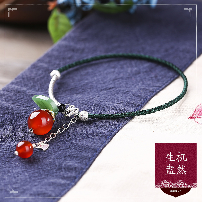 Ethnic Style Original Handmade Anklet Women&#039;s Sterling Silver Retro Simple Student All-Match Elegant Korean Ankle Chain Anklet Fine