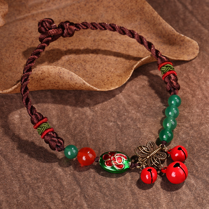 Ethnic Style Bell Anklet Elegance Retro Hand-Woven Decorations Personality Summer Versatile Ankle Chain Foot Ornaments Women