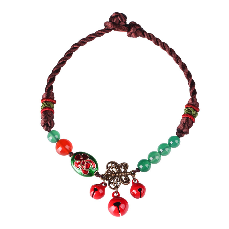 Ethnic Style Bell Anklet Elegance Retro Hand-Woven Decorations Personality Summer Versatile Ankle Chain Foot Ornaments Women