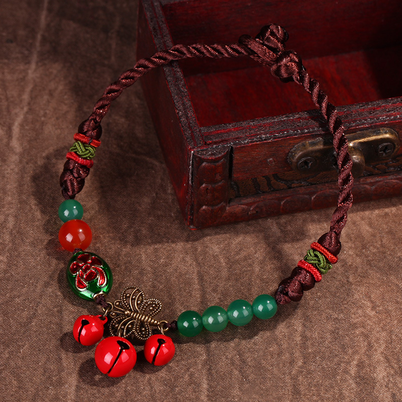Ethnic Style Bell Anklet Elegance Retro Hand-Woven Decorations Personality Summer Versatile Ankle Chain Foot Ornaments Women