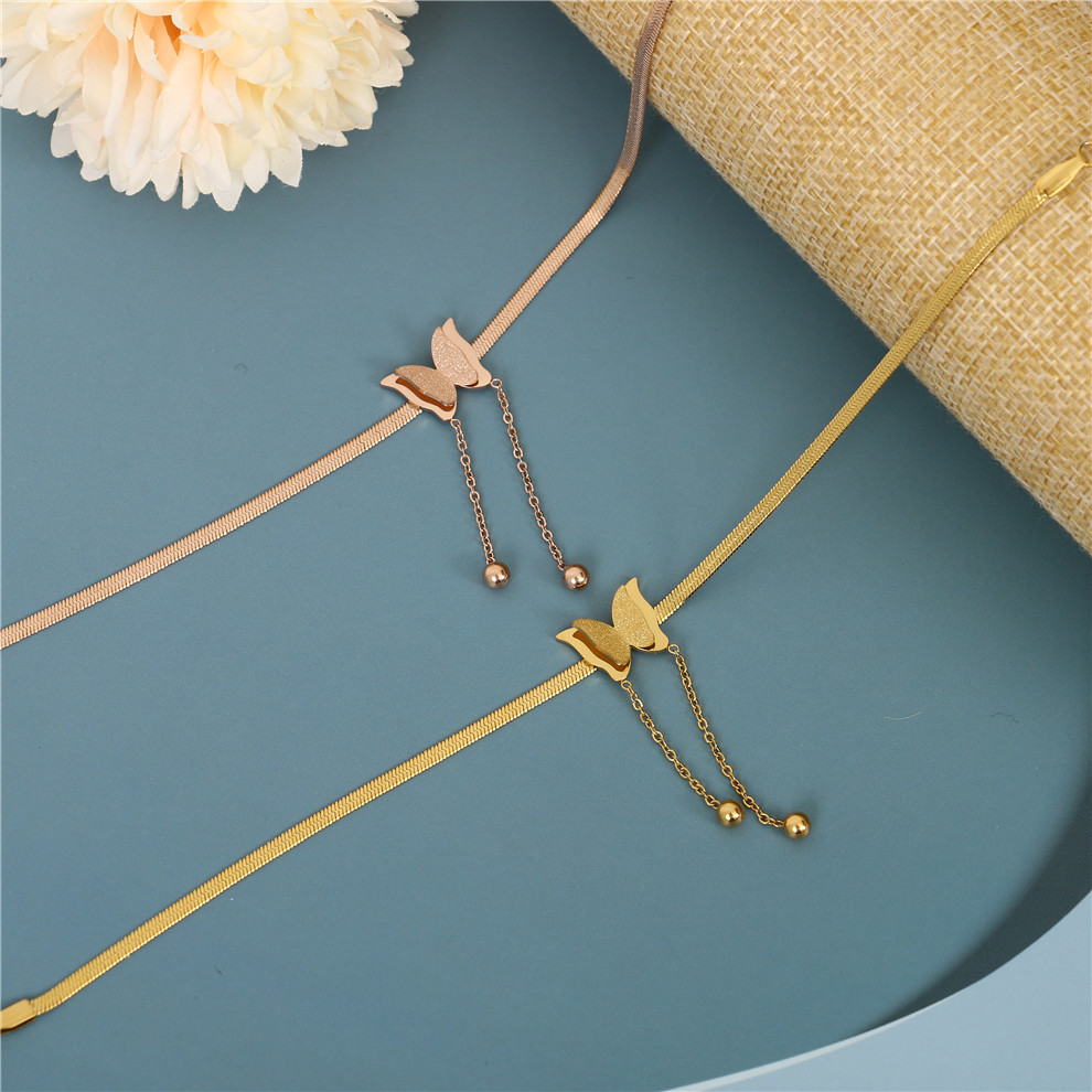 Internet Popular Summer Popular Korean Style Simple Titanium Steel Anklet Women&#039;s Rose Gold Non-Fading Personality All-Match Niche Foot Ornaments