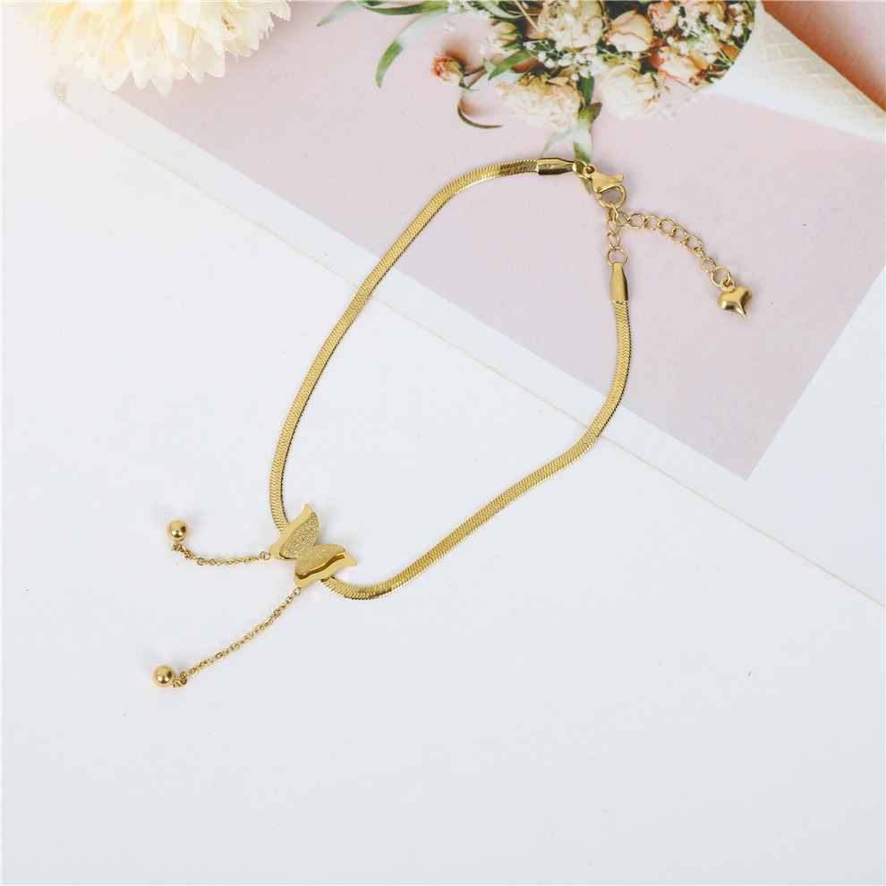 Internet Popular Summer Popular Korean Style Simple Titanium Steel Anklet Women&#039;s Rose Gold Non-Fading Personality All-Match Niche Foot Ornaments