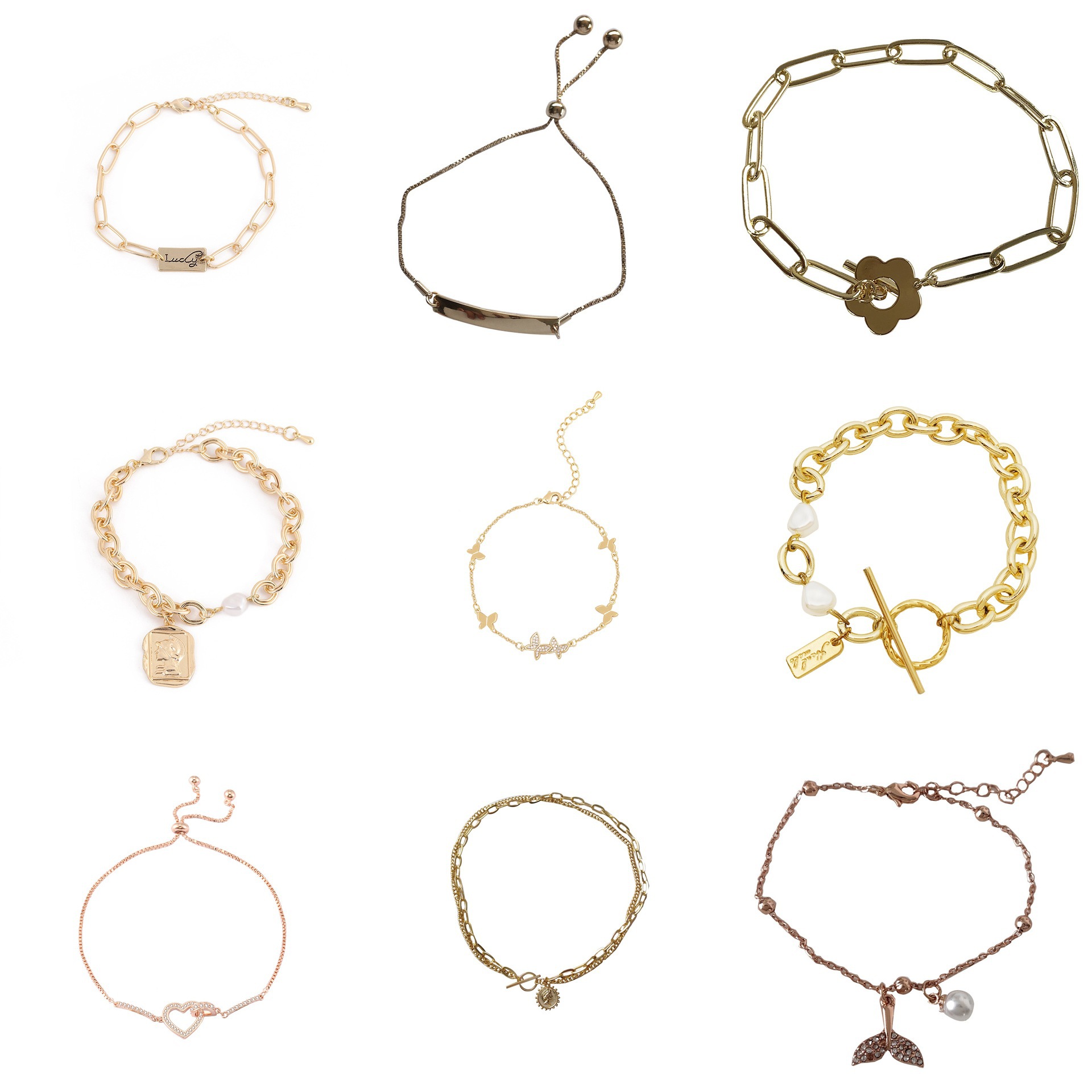 Korean-Style Chic and Unique Hip Hop Bracelet Internet Celebrity Ins Cold Style Pearl Bracelet Yiwu Small Commodity Ornament Wholesale