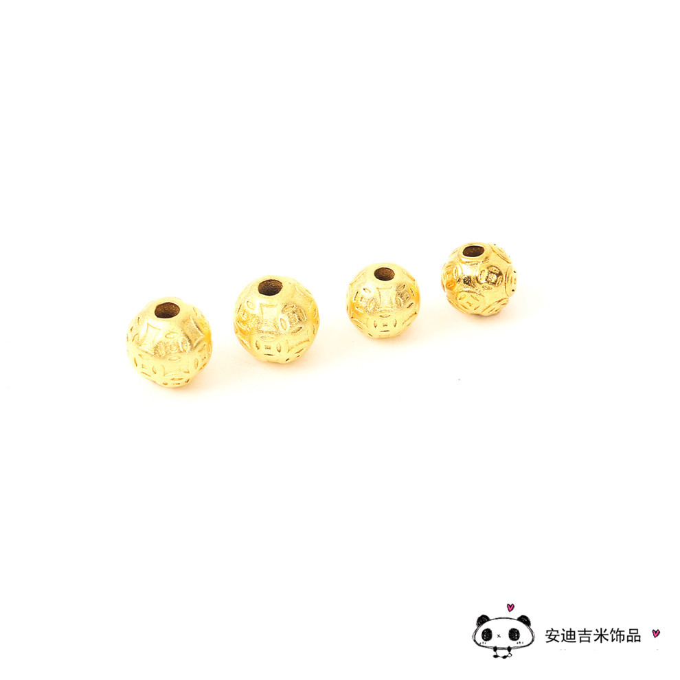 Alluvial Gold Six Words Mantra Beads DIY Lucky Beads Ornament Accessories All-Match Bracelet round Beads Accessories
