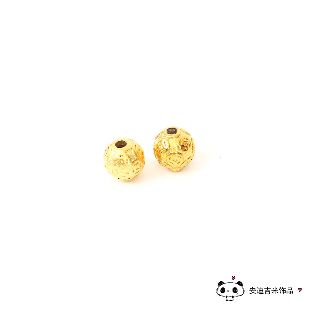 Alluvial Gold Six Words Mantra Beads DIY Lucky Beads Ornament Accessories All-Match Bracelet round Beads Accessories