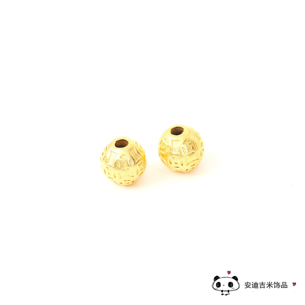 Alluvial Gold Six Words Mantra Beads DIY Lucky Beads Ornament Accessories All-Match Bracelet round Beads Accessories