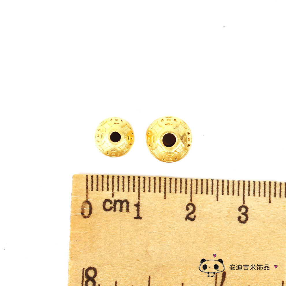 Alluvial Gold Six Words Mantra Beads DIY Lucky Beads Ornament Accessories All-Match Bracelet round Beads Accessories