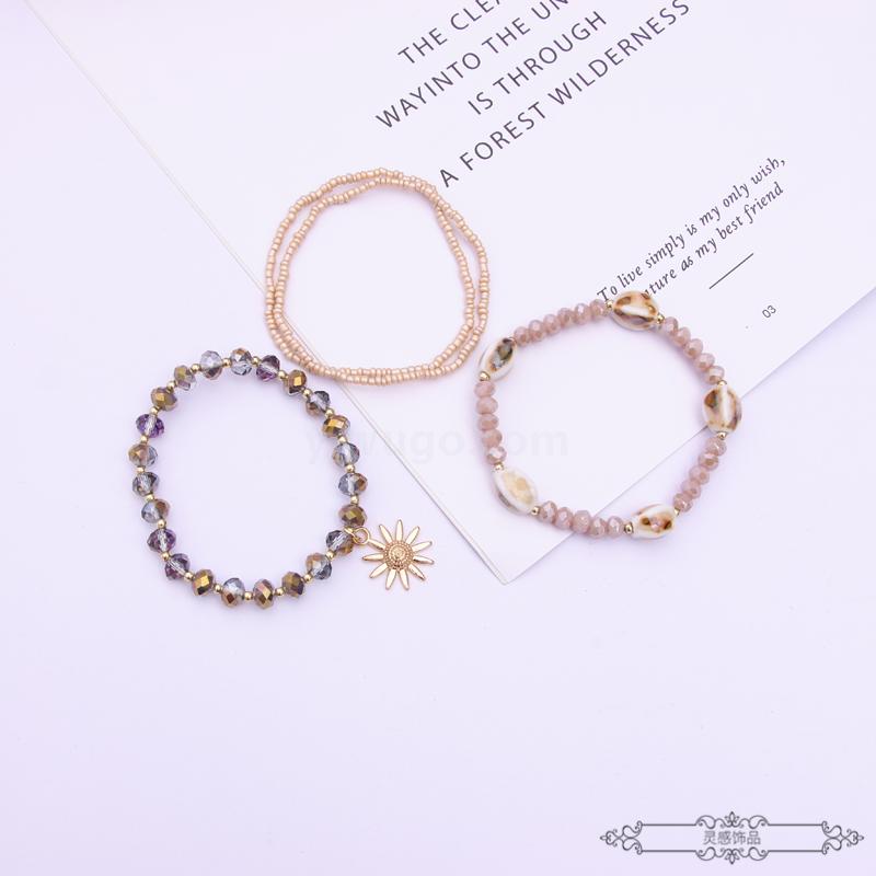 Colorful Crystal Glass Gemstone decoration bracelet small Fresh day Wear accessories