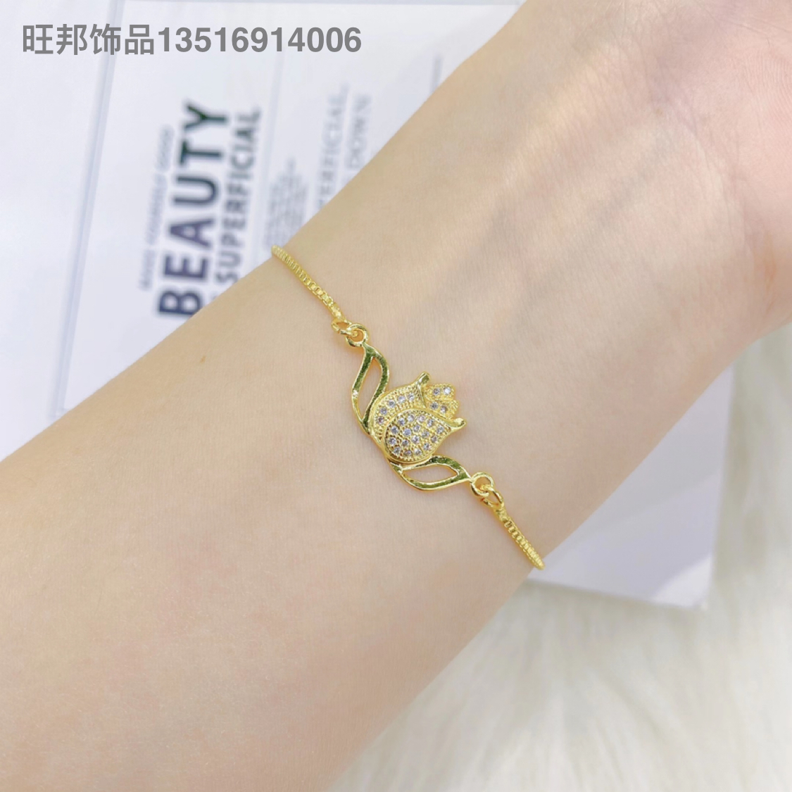 Amazon Popular European and American Color Zircon Bracelet Women&#039;s Full Diamond Adjustable Bracelet Wholesale HT