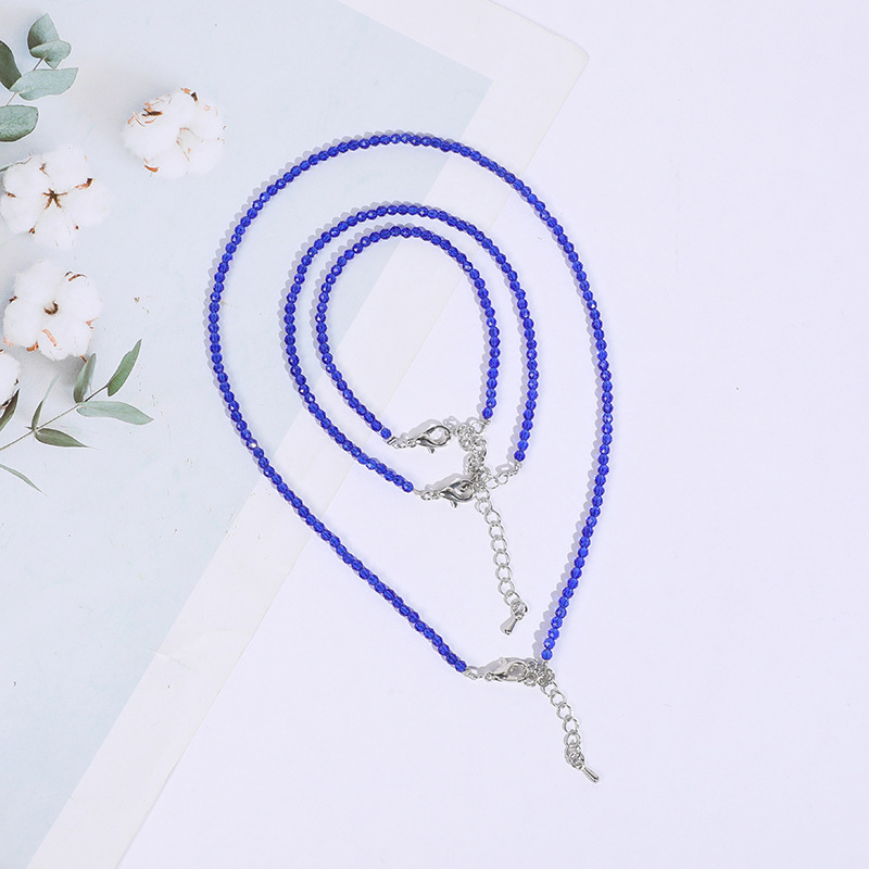 Spinel Necklace Bracelet Anklet 3-Piece Set Clavicle Chain Small Fresh Beaded Cut round Beads Bracelet Personalized Ornament