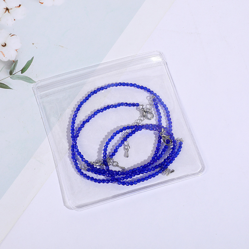 Spinel Necklace Bracelet Anklet 3-Piece Set Clavicle Chain Small Fresh Beaded Cut round Beads Bracelet Personalized Ornament