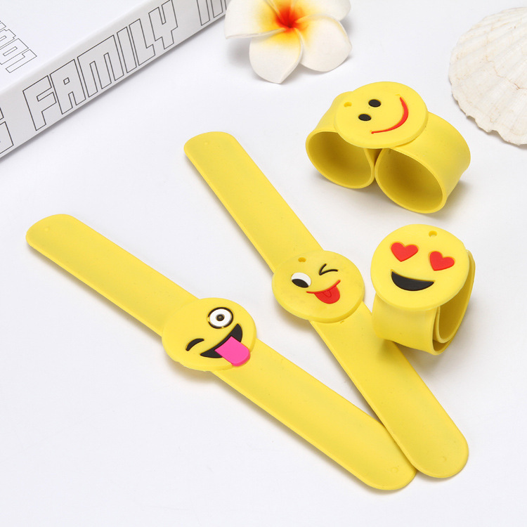 Slap Bracelet Creative Silicone Bracelet Customized PVC Cartoon Smiley Face Ring Pop Bracelet New Mosquito Repellent Bracelet